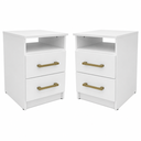 Ver imagem 2 de Conjunto 2 Mesas de Cabeceira 2 Gavetas 30cm Branco - Mademovel