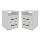 Ver imagem 1 de Conjunto 2 Mesas de Cabeceira 2 Gavetas 30cm Cor Branco