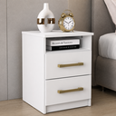 Ver imagem 1 de Conjunto 2 Mesas de Cabeceira 2 Gavetas 30cm Branco - Mademovel
