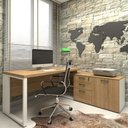 Ver imagem 1 de Mesa de Escritório Diretor em L Industrial 170cm Pés Metal