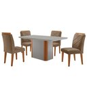 Ver imagem 2 de Mesa de Jantar Isadora com 4 Cadeiras Moderna Mobilia Veludo Capuccino/off/nat/serig Off com Vidro