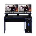 Ver imagem 3 de Escrivaninha Mesa Gamer para Pc 136x89cm Me4153 Preto Azul