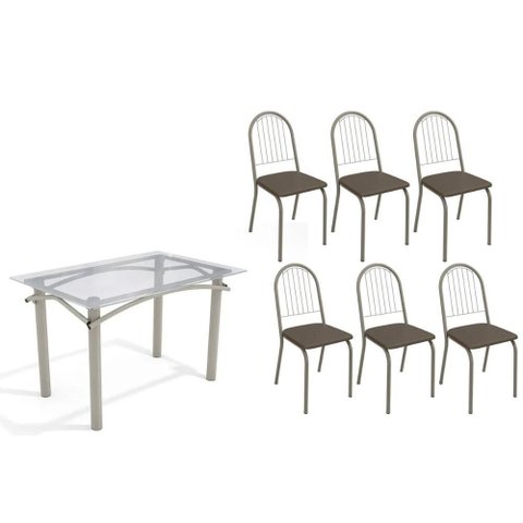 Mesa Cozinha Elba 120 + 6 Cad Noruega Niquel/Mar Kappesberg