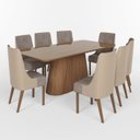Ver imagem 2 de Conjunto Mesa Olívia 200cm com Vidro 08 Cadeiras Ivy Marrom/Nature/Bege/Cacao