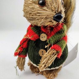 Esquilo Femea Palha Decoração Natal Luxo 18x11cm Enfeite P - 4