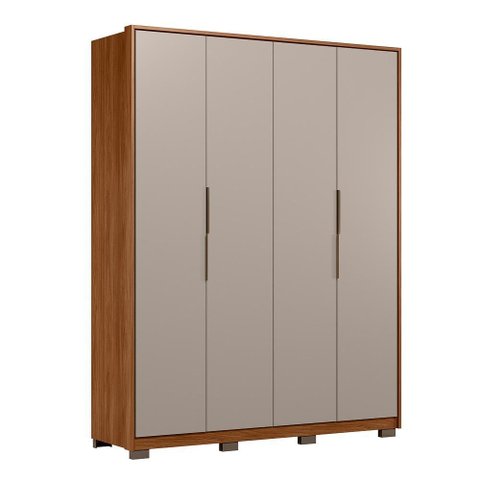 Guarda Roupa Casal Attore 4 Portas Nogueira/nude Prime com Pés - Demartêz