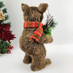 Urso Macho Em Pé Palha Decoração Natal Luxo 42x20cm Enfeite - 5