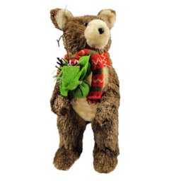 Urso Macho Em Pé Palha Decoração Natal Luxo 42x20cm Enfeite - 1