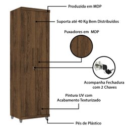 Armário Multiuso 2 Portas com Chave Organizador Home Office Lavanderia Malbec - Lh Móveis - 9
