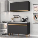 Ver imagem 1 de Cozinha Compacta 2 Peças com Armário e Balcão Mp3748 Veneza Gb Multimóveis Preta
