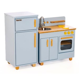 Mini Cozinha Infantil Completa com Geladeira Azul Bebê Fabrink