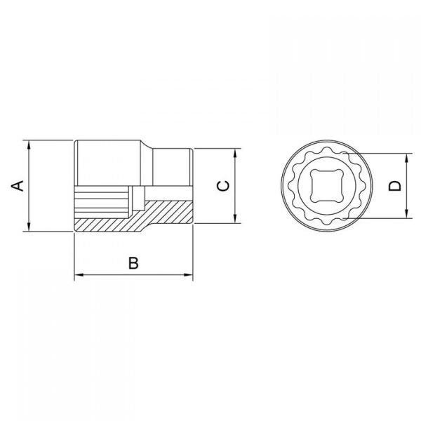 Soquete Estriado 11mm Encaixe 3/8" Tramontina PRO - 2