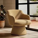 Ver imagem 2 de Poltrona Jade Base Cone Giratória Bouclé Camel - Nexta Casa
