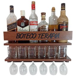 Barzinho de Parede Suporte Bebidas Copos Boteco Terapia Im - 1
