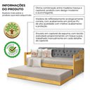 Ver imagem 4 de Sofá Cama Dublin Estofado Capitonê Veludo Cinza Madeira com Cama Auxiliar - Imbuia
