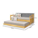 Ver imagem 3 de Sofá Cama Dublin Estofado Capitonê Veludo Cinza Madeira com Cama Auxiliar - Imbuia