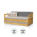 Ver imagem 5 de Sofá Cama Dublin Estofado Capitonê Veludo Cinza Madeira com Cama Auxiliar - Imbuia