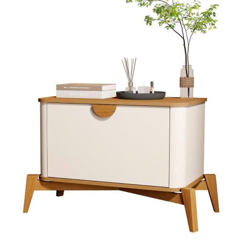 Mesa de Cabeceira Buriti Quarto Off White Nature Jb Bechara