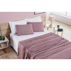 Jogo De Cama Casal King Size Romance Petit Poa  200 Fios 04 peças Super Elegante
