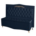 Ver imagem 3 de Kit de Cabeceira de Cama Box e Calçadeira Baú Helena King 195 Cm Retro Capitonê Suede Azul