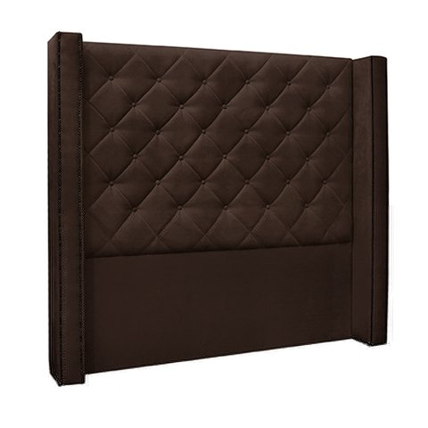 Cabeceira Decorativa Queen Size 1,84M Loewe Suede Café - Gran Belo