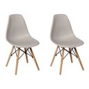 Ver imagem 1 de Kit 2 Cadeiras Charles Eames Eiffel Wood Base Madeira - Cinza Cinza
