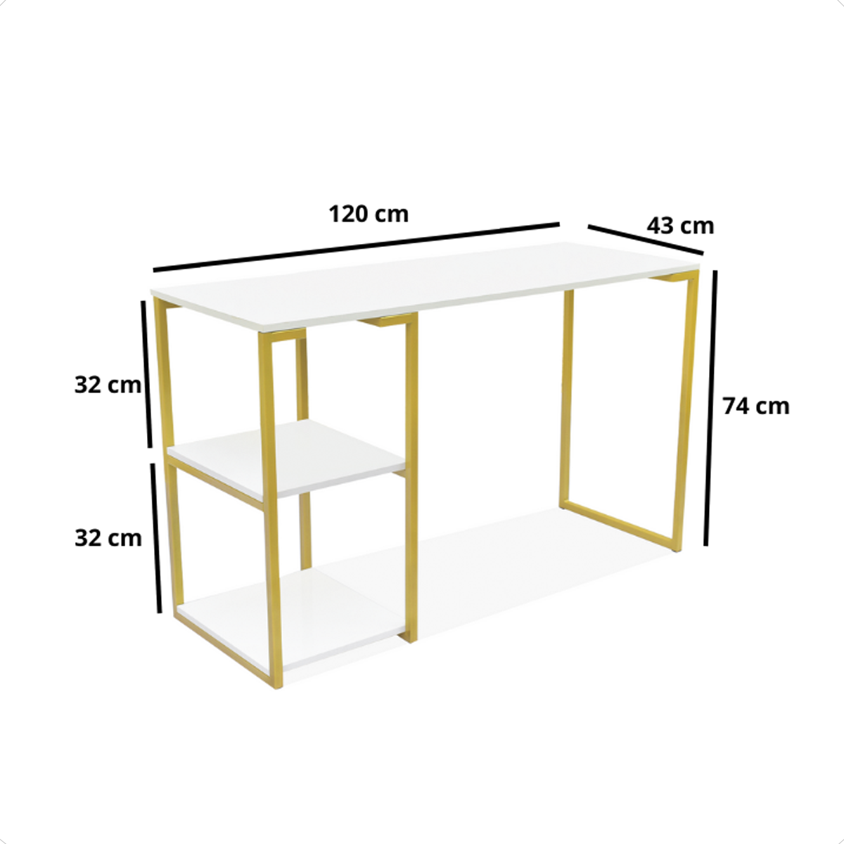 Mesa Diretor para Escritório Nicola 120 Dourado Tampo Branco - 8