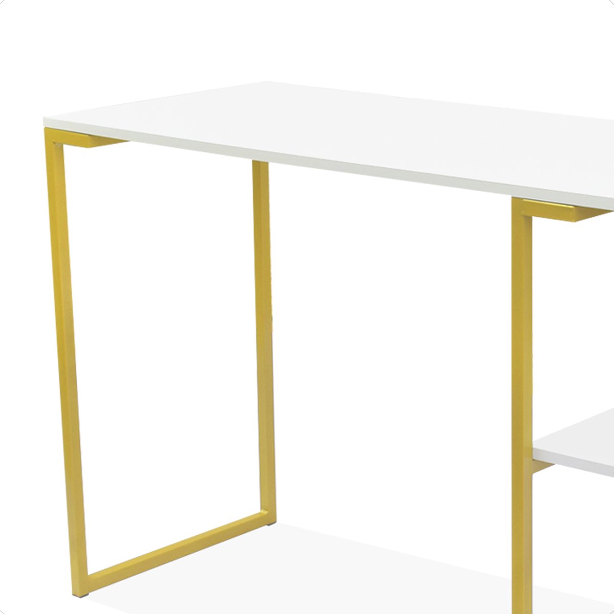 Mesa Diretor para Escritório Nicola 120 Dourado Tampo Branco - 7