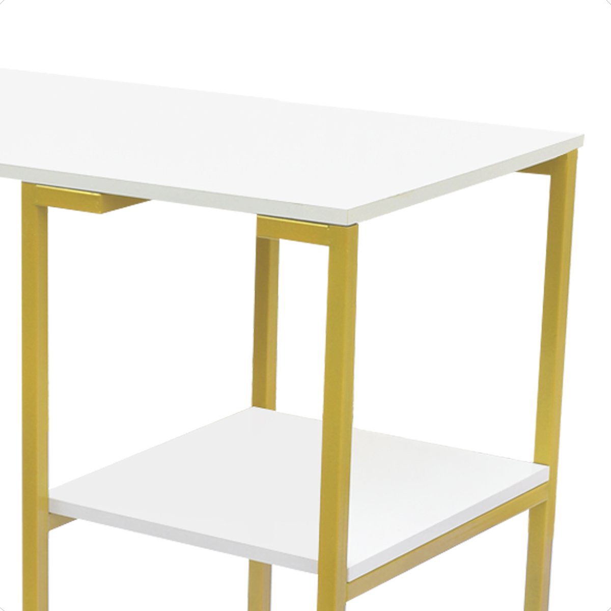 Mesa Diretor para Escritório Nicola 120 Dourado Tampo Branco - 6