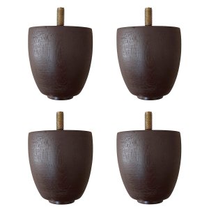 Kit 4 Pés Tacinha 7cm Madeira Tabaco para Cama Box Armário Móveis Poltrona