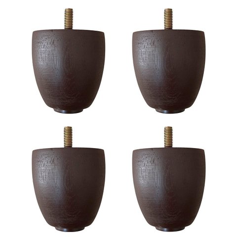 Kit 4 Pés Tacinha 7cm Madeira Tabaco para Cama Box Armário Móveis Poltrona