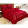 Kit Cobre Leito Casal King Desejos 07 Peças Bordado Colcha - Vermelho - 1