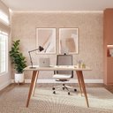 Ver imagem 5 de Escrivaninha Mesa de Escritório com Tampo de Vidro 130cm Marrom/Madeira/Off White