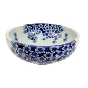 Cuba de Apoio Banheiro Lavabo Decorada Azul Floral 40x15cm