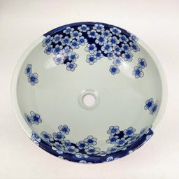 Cuba de Apoio Banheiro Lavabo Decorada Azul Floral 40x15cm - 5