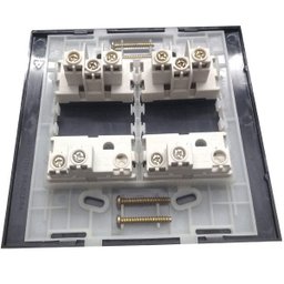 Conjunto 4x4" Linha Clean Preto Fosco - 2 Tomadas 2p+t 20 A+2 Interruptor Simples separados - 2