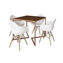 Ver imagem 2 de Mesa Industrial Jantar Amêndoa Quadrada 90cm Base Cobre V com 4 Poltronas Brancas Eames Eiffel Madei