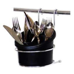 Porta Talheres Preto Com Suporte em Aço Cromado Jomer 4662 - 1
