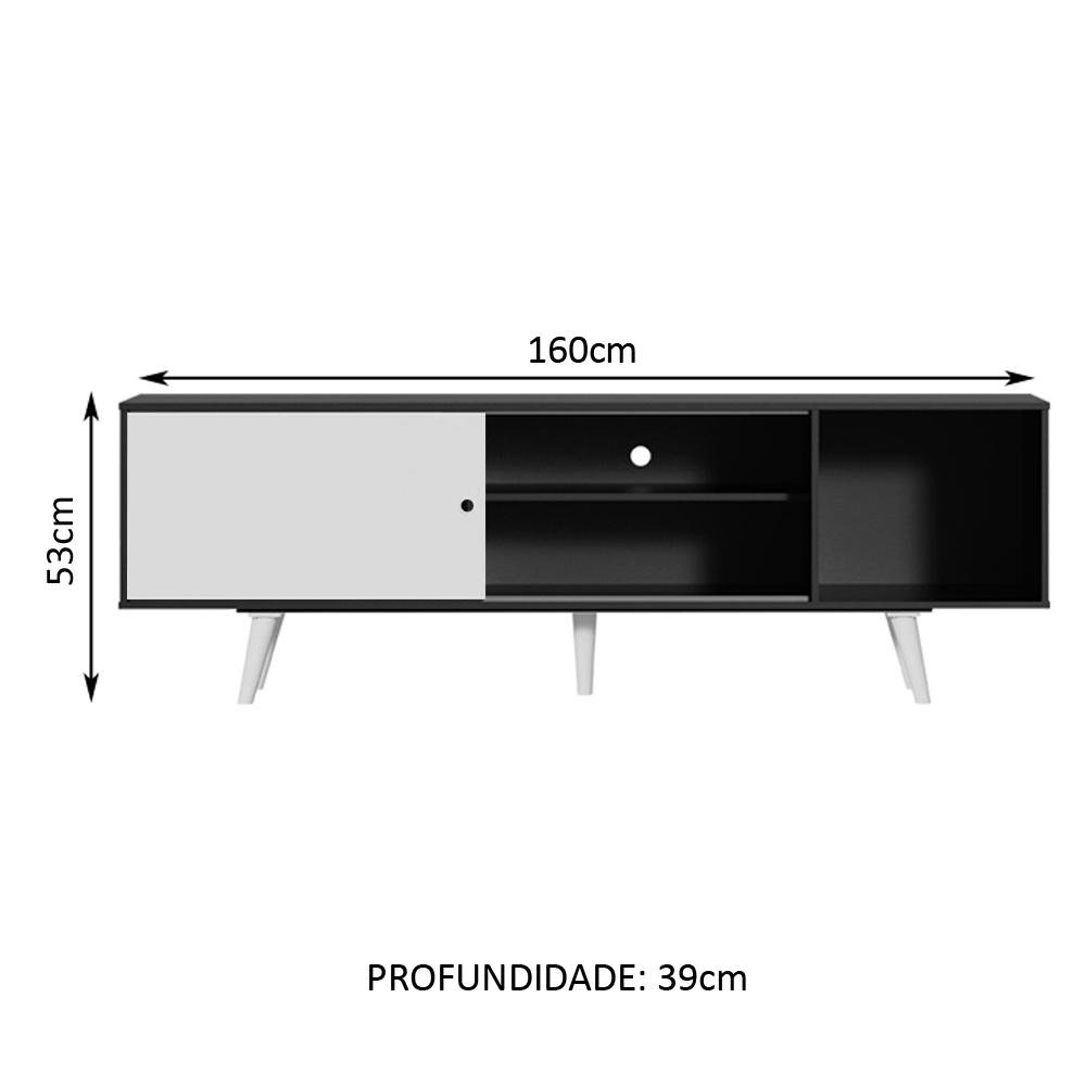 Rack Madesa Dubai para Tv até 65 Polegadas com Pés - Preto/branco/branco - 4