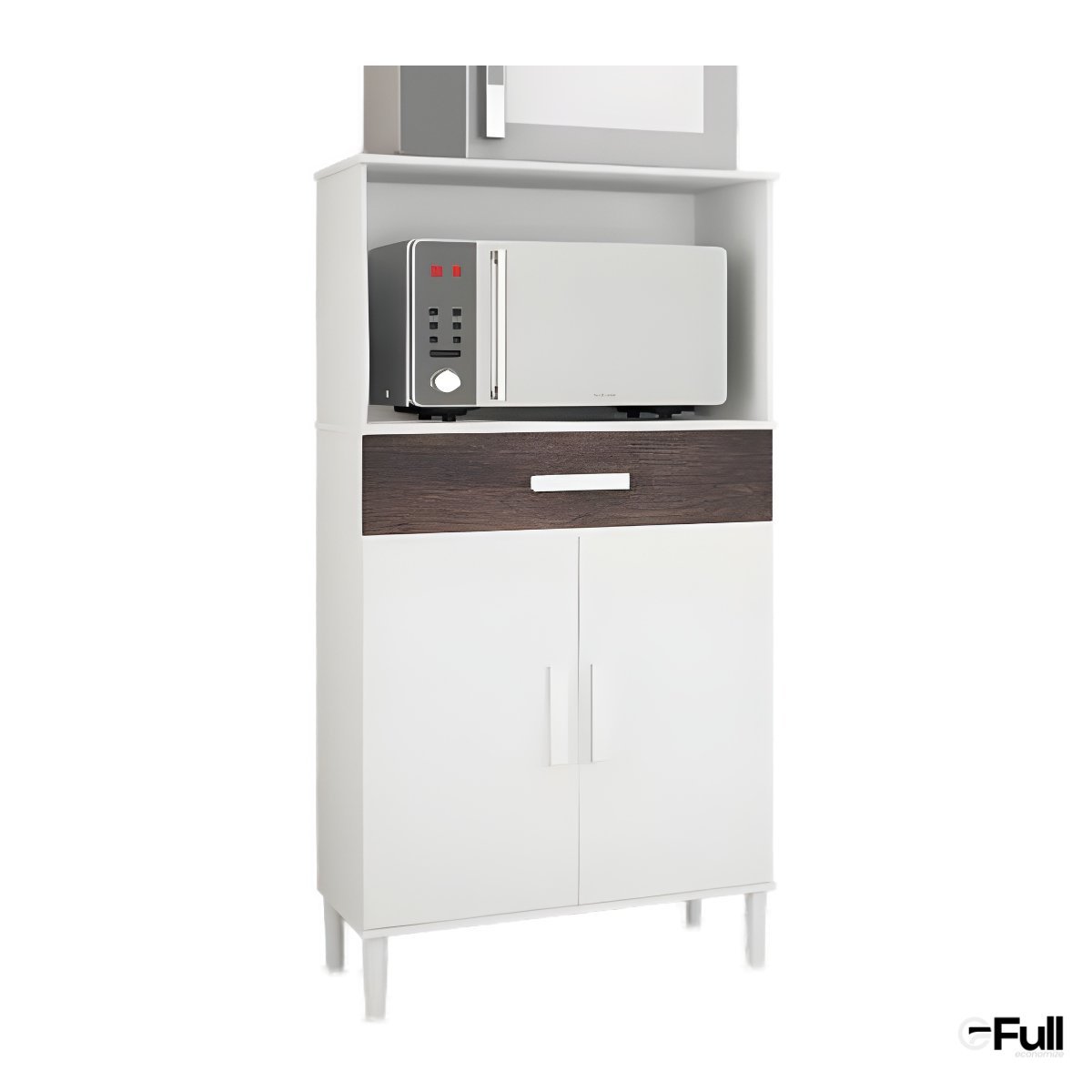 Balcão Microondas Duplo Cozinha 2 Portas e 1 Gaveta - Branco/preto - 2