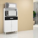 Ver imagem 1 de Balcão Armário Organizador Microondas e Forno Duplo Branco/preto