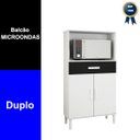Ver imagem 3 de Balcão Armário Organizador Microondas e Forno Duplo Branco/preto