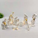 Ver imagem 2 de Presepio Porcelana Moderno Branco Ouro Enfeite De Natal 9pç