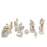 Presepio Porcelana Moderno Branco Ouro Enfeite De Natal 9pç - 1