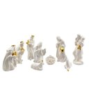Ver imagem 1 de Presepio Porcelana Moderno Branco Ouro Enfeite De Natal 9pç