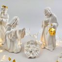 Ver imagem 3 de Presepio Porcelana Moderno Branco Ouro Enfeite De Natal 9pç
