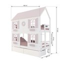 Ver imagem 3 de Beliche Casinha Bela com Coração 2 Gavetas 4 Janelas Venezianas - Madeira Maciça Branco/rosa