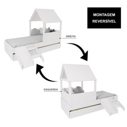 Bicama Casinha com Telhado Mdf e Escada/ Escorregador Branco Mobilistore - 6