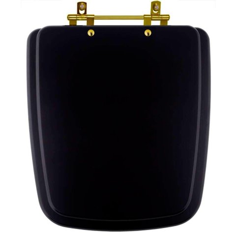 Assento Sanitário Boss Matte Black para Vaso Incepa com Ferragem Dourada