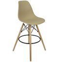 Ver imagem 2 de Kit 5 Banquetas Charles Eames Eiffel Wood Design Base Fixa Madeira - Bege